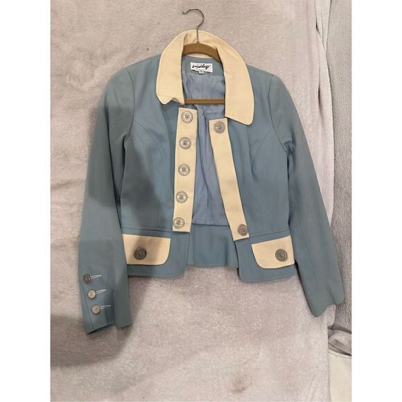 MIVILISE made in Paris women’s size 4 jacket baby blue and cream - Picture 1 of 5